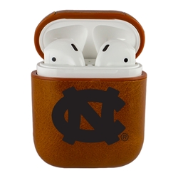 
AudioSpice Collegiate Leather Cover for Apple AirPods Generation 1/2 Case with Carabiner and Safety Cord - North Carolina Tar Heels