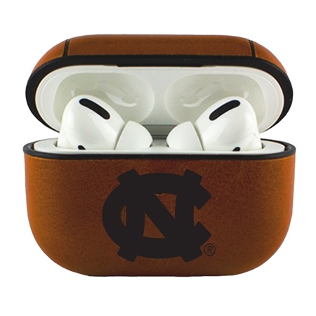 AudioSpice Collegiate Leather Cover for Apple AirPods Pro Case with Carabiner and Safety Cord - North Carolina Tar Heels
