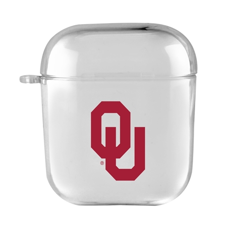 AudioSpice Collegiate Clear Cover for Apple AirPods Generation 1/2 Case with Safety Cord - Oklahoma Sooners
