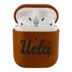 
AudioSpice Collegiate Leather Cover for Apple AirPods Generation 1/2 Case with Carabiner and Safety Cord - UCLA Bruins