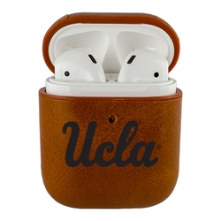 
AudioSpice Collegiate Leather Cover for Apple AirPods Generation 1/2 Case with Carabiner and Safety Cord - UCLA Bruins