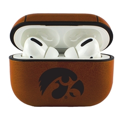 
AudioSpice Collegiate Leather Cover for Apple AirPods Pro Case with Carabiner and Safety Cord - Iowa Hawkeyes