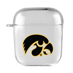 
AudioSpice Collegiate Clear Cover for Apple AirPods Generation 1/2 Case with Safety Cord - Iowa Hawkeyes