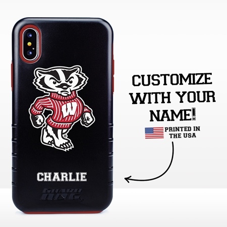 Collegiate Case for iPhone X / XS  – Hybrid Wisconsin Badgers - Personalized
