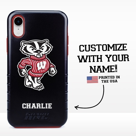 Collegiate Case for iPhone XR  – Hybrid Wisconsin Badgers - Personalized

