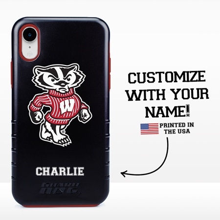 Collegiate Case for iPhone XR  – Hybrid Wisconsin Badgers - Personalized
