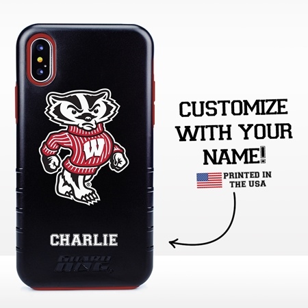 Collegiate Case for iPhone XS Max  – Hybrid Wisconsin Badgers - Personalized
