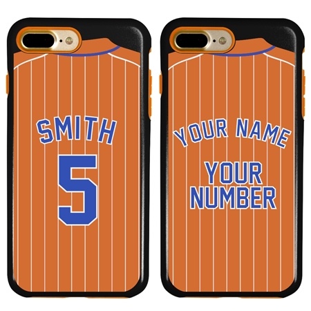 Personalized Pinstriped Baseball Jersey Case for iPhone 7 Plus / 8 Plus – Hybrid – (Black Case)
