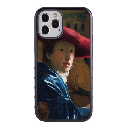 Famous Art Case for iPhone 12 / 12 Pro – Hybrid – (Vermeer – Girl with Red Hat)
