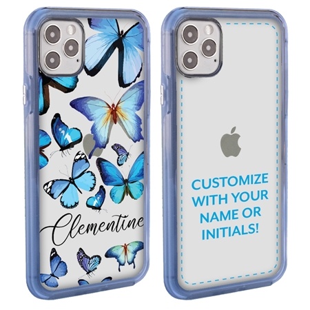 Personalized Insects Case for iPhone 12 Pro Max – Clear – Blue Butterflies
