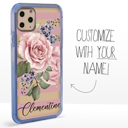 
Personalized Floral Case for iPhone 11 Pro Max – Clear – Pink Rose