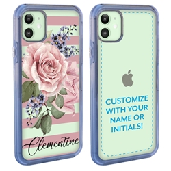 
Personalized Floral Case for iPhone 12 / 12 Pro – Clear – Pink Rose