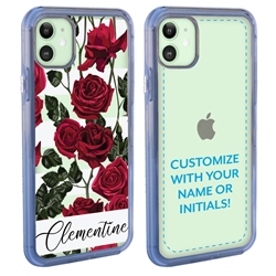 
Personalized Floral Case for iPhone 12 / 12 Pro – Clear – Red Roses