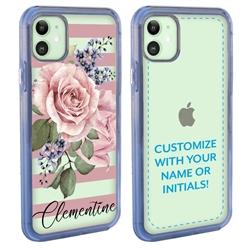 
Personalized Floral Case for iPhone 12 Mini – Clear – Pink Rose
