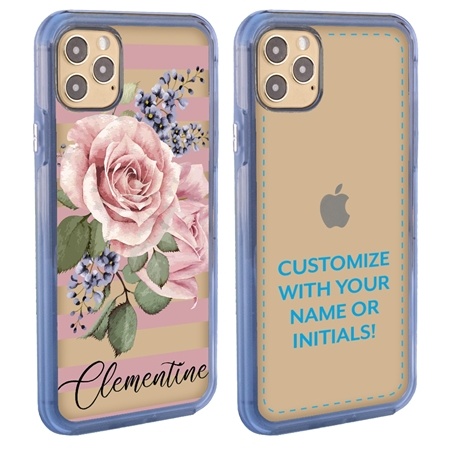 Personalized Floral Case for iPhone 12 Pro Max – Clear – Pink Rose
