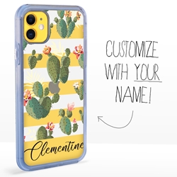 
Personalized Cactus and Succulents Case for iPhone 11 – Clear – Prickly Pear on Stripes