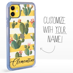 
Personalized Cactus and Succulents Case for iPhone 11 – Clear – Prickly Pear on Stripes