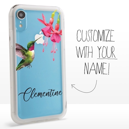 Personalized Bird Case for iPhone XR – Clear – Hovering Hummingbird

