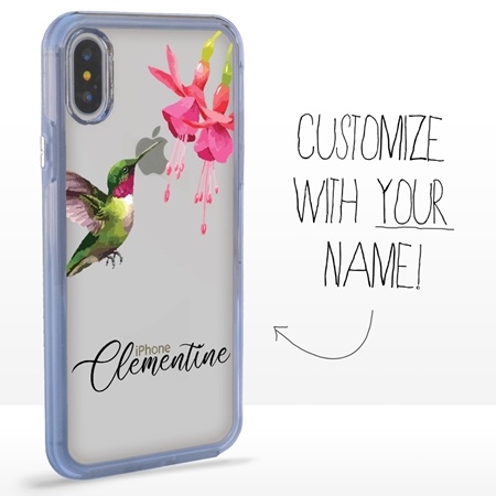 Personalized Bird Case for iPhone XS Max – Clear – Hovering Hummingbird
