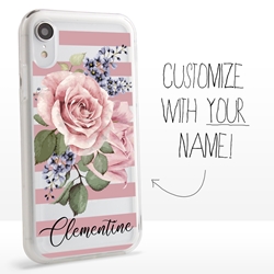 
Personalized Floral Case for iPhone XR – Clear – Pink Rose