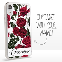 
Personalized Floral Case for iPhone XR – Clear – Red Roses