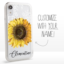 
Personalized Floral Case for iPhone XR – Clear – Sunflowers and Lace