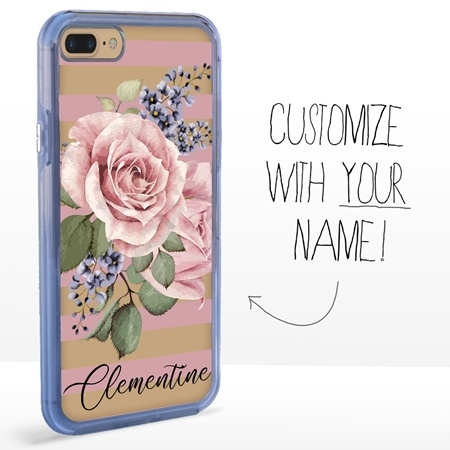 Personalized Floral Case for iPhone 7 Plus / 8 Plus – Clear – Pink Rose
