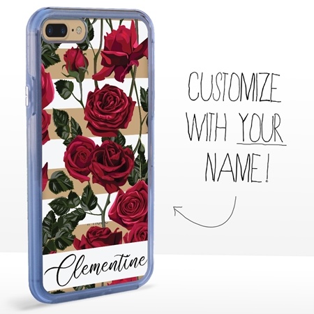 Personalized Floral Case for iPhone 7 Plus / 8 Plus – Clear – Red Roses
