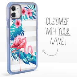 
Personalized Tropical Case for iPhone 11 – Clear – Pink Flamingo