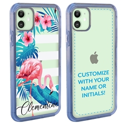 
Personalized Tropical Case for iPhone 12 Mini – Clear – Pink Flamingo