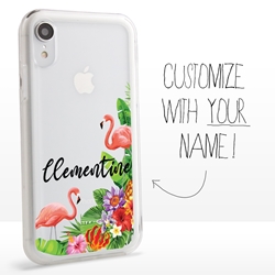 
Personalized Tropical Case for iPhone XR – Clear – Flamingo Fun