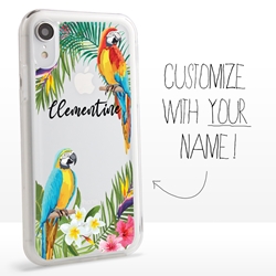 
Personalized Tropical Case for iPhone XR – Clear – Jungle Parrots