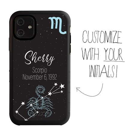 Zodiac Astrology Case for iPhone 11 – Hybrid - Scorpio - Personalized
