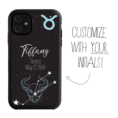 Zodiac Astrology Case for iPhone 11 – Hybrid - Taurus - Personalized
