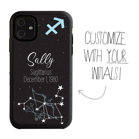 Zodiac Astrology Case for iPhone 11 – Hybrid - Sagittarius - Personalized
