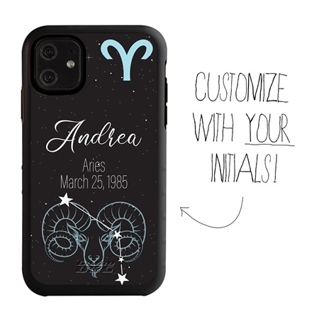 Zodiac Astrology Case for iPhone 11 – Hybrid - Aries - Personalized
