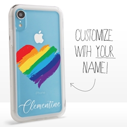 
Personalized Pride Case for iPhone XR – Clear – Rainbow Heart