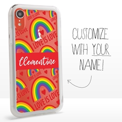 
Personalized Pride Case for iPhone XR – Clear – Love is Rainbow