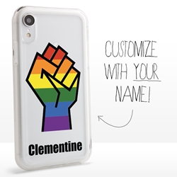 
Personalized Pride Case for iPhone XR – Clear – Rainbow Fist