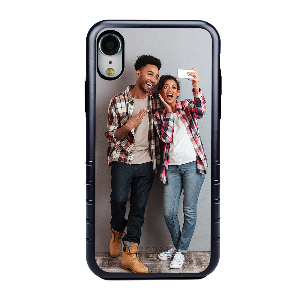 Custom iPhone XR Case - Hybrid (Black Case, Black Silicone)