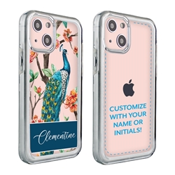 
Personalized Bird Case for 13 Mini – Clear – Tree Peacock