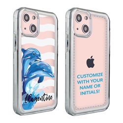 
Personalized Sea Creatures Case for iPhone 13 – Clear – Jumping Dolphins