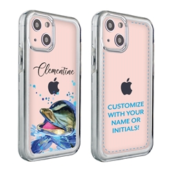 
Personalized Sea Creatures Case for iPhone 13 – Clear – Splashing Dolphin