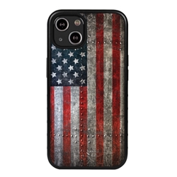 
Guard Dog American Might Rugged American Flag Hybrid Phone Case for iPhone 13 Mini - Black w/Black Trim