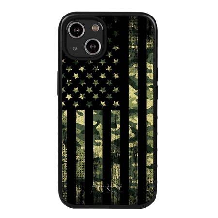 Guard Dog Patriot Camo Rugged American Flag Hybrid Phone Case for iPhone 13 Mini - Black w/Black Trim
