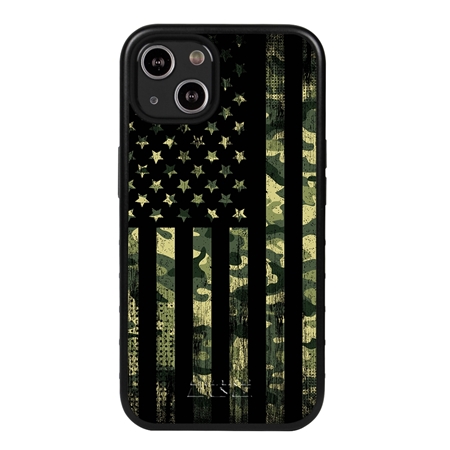 Guard Dog Patriot Camo Rugged American Flag Phone Case for iPhone 13 Mini - Black w/Black Trim
