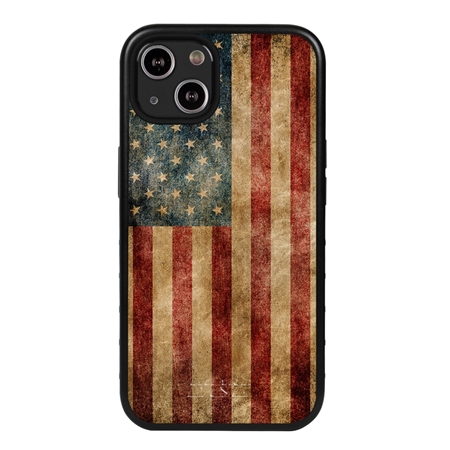 Guard Dog Perseverance Rugged American Flag Hybrid Phone Case for iPhone 13 Mini - Black w/Black Trim
