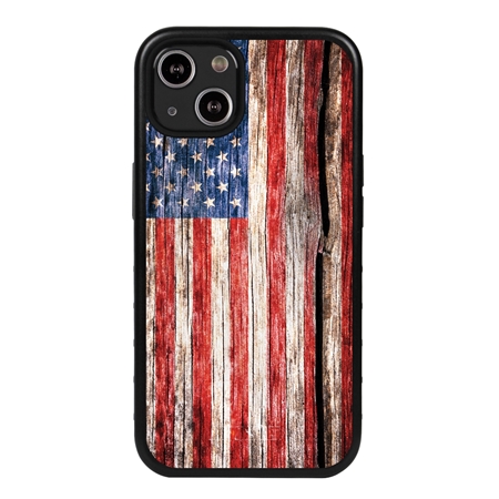 Guard Dog Land of Liberty Rugged American Flag Hybrid Phone Case for iPhone 13 - Black w/Black Trim
