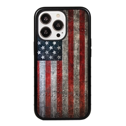 
Guard Dog American Might Rugged American Flag Hybrid Phone Case for iPhone 13 Pro - Black w/Black Trim