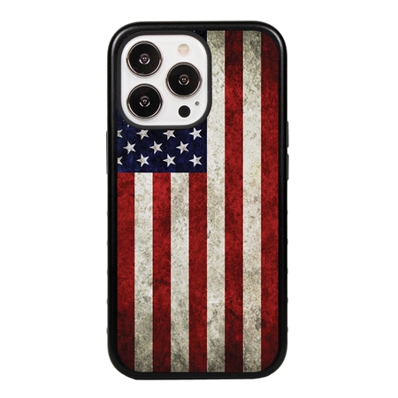 Guard Dog Old Glory Rugged American Flag Hybrid Phone Case for iPhone 13 Pro - Black w/Black Trim
